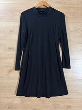 Madewell Black Long-Sleeve Ribbed Swing Dress Medium