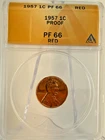 1957 Lincoln Wheat Cent 1c ANACS PF66 RD