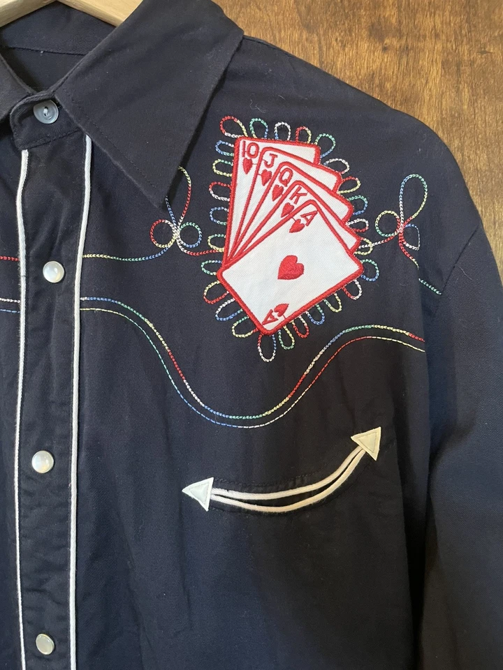 Винтажная рубашка Buffalo Country Royal Flush ковбойский вестерн с жемчужной застежкой средний размер - Изображение 2 из 4