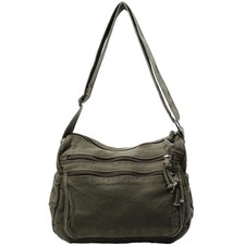 Canvas Crossbody Bags for Women Men Tote Shoulder Purses with Zipper Pockets ...