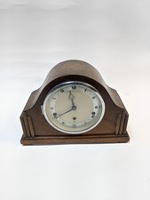 Elliott Dark Wood Mantle Clock Art Deco Roman Numerals Missing Key Untested