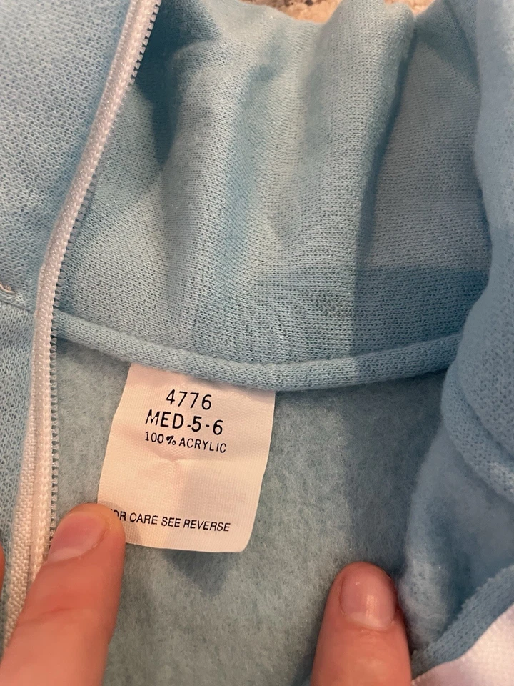 儿童蓝绿色丙烯酸复古 90 年代连帽大学动物园夹克中号 — 第 2/3 张图片