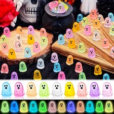132 Pcs Halloween Luminous Mini Ghost Figures 9 Colors Glow in the Dark Tiny ...