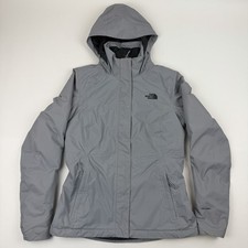 The North Face Women Small Resolve Snap Hood Full Zip Jacket Light Gray Nylon