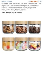 6 Pack 10oz Glass Jars with Bamboo Lids