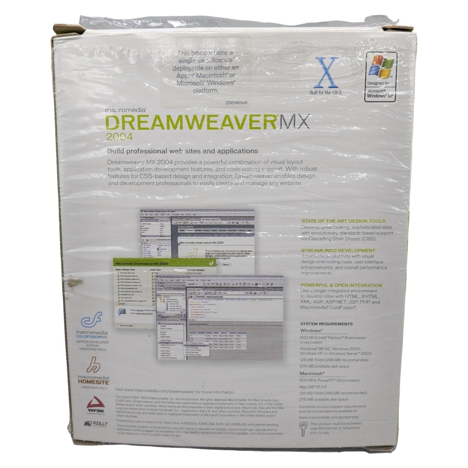 Macromedia Dreamweaver MX 2004 Web Design Software PC Mac New Sealed Retail Box