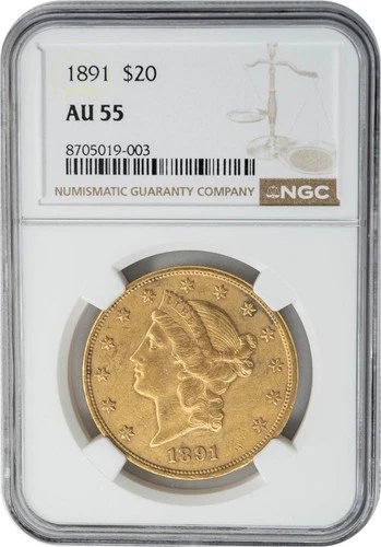 1891 $20 Gold Liberty AU55 NGC 950516-1