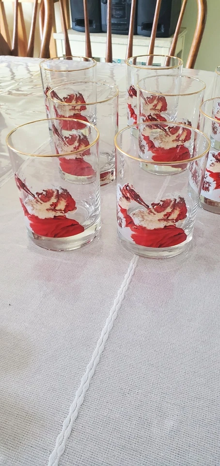 Copos vintage Coca-Cola Santa Highball. Conjunto de 8 copos de uísque com aro dourado - Imagem 4 de 4