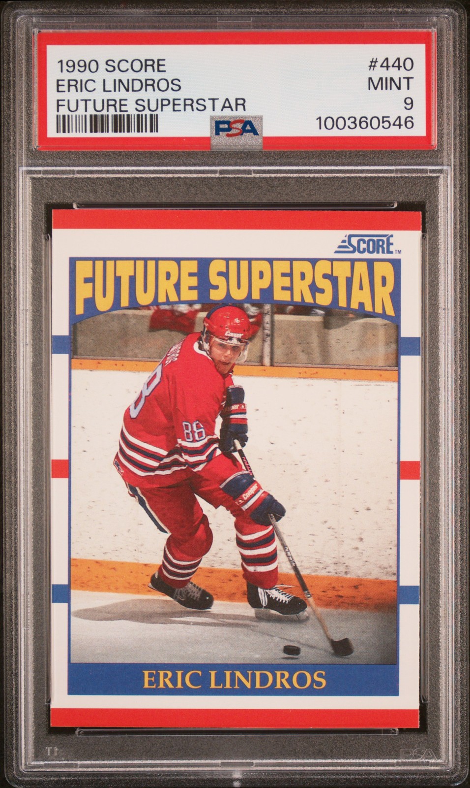1990 SCORE FUTURE SUPERSTAR #440 ERIC LINDROS ROOKIE RC PSA 9