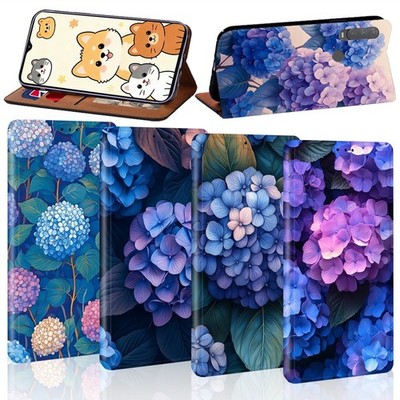 Wildflower Meadow Illustration Leder Ständer Brieftasche Abdeckung Etui für Alcatel 1S 1V