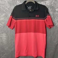 Under Armour Men's Small Playoff Polo Golf Shirt, Red/black/pink   