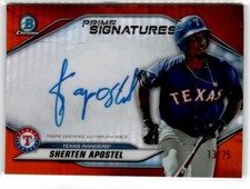 2020 Bowman Chrome Prime Signatures Orange Refractor Sherten Apostel 13/25