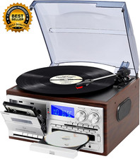 Record Player 9 in 1 3 Speed Bluetooth Vintage Turntable CD Cassette Vinyl Playe