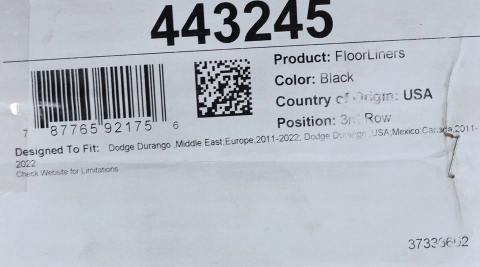 NUEVO revestimiento de piso negro para todo clima tercera fila 443245 para Dodge Durango 2011-2024 Foto 2 de 4