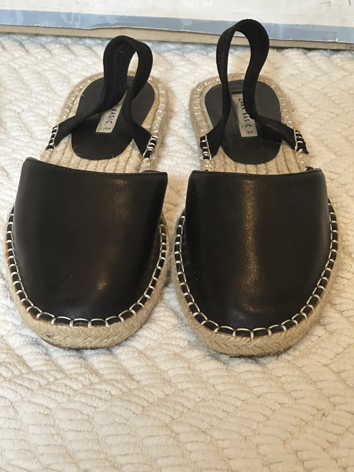 Zara Basic Espadrilles Black Flat Closed Toe Elas… - image 3