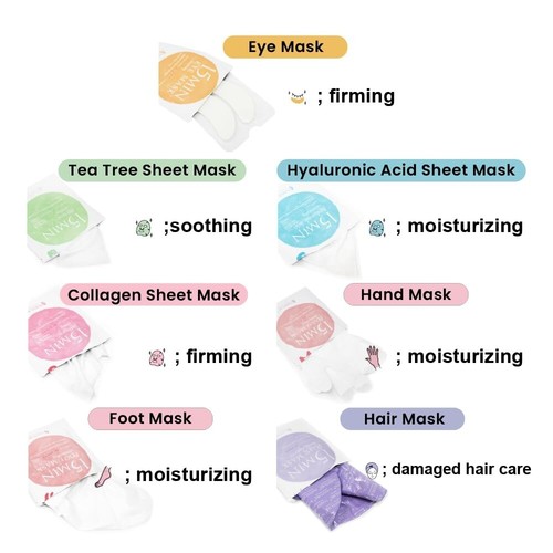 NEW 15 MIN PAMPER ME KIT FOR INSTANT GLOW -7 MASKS EYE, FACE, HANDS, FEET, HAIR - Picture 3 of 8