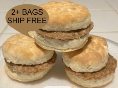 SAUSAGE SLIDERS IN BISCUITS FREEZE DRIED - 3 CT - BUY 2 BAGS GET FREE SHIPPING!