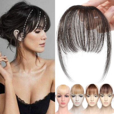 REMY Fringe Bangs Clip In 100% Human Hair Extensions Thin Wispy Front Hairpieces