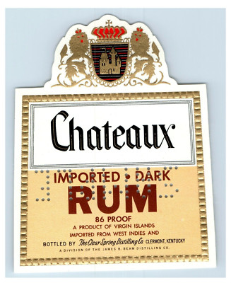 1970's-80's Chateaux Dark Rum Kentucky Liqor Label Original S53E