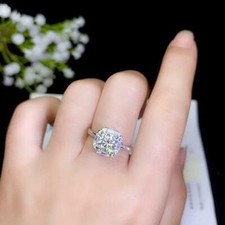 Baguette Halo Solitaire Engage Ring 3ct Round Lab-Created Moissanite Gold Plated