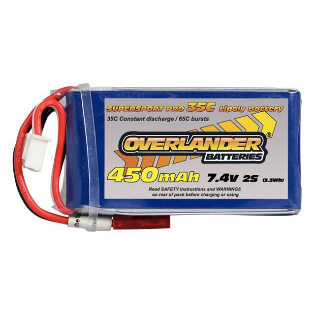 Overlander 450mAh 7.4v 2S 35C Supersport Pro LiPo Battery JST Plug - OL-2556