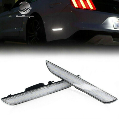For Mustang 2015-up Clear Lens White LED Rear Side Marker Lamps Reflector Lights