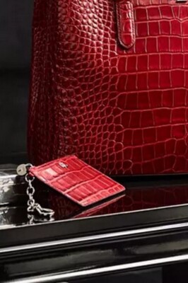 Lauren Ralph Lauren Croc-Embossed Leather Zip Card Case Red $95 | eBay