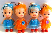 Lot of 4 Plastic Dolls For Phone, Purse, Backpack Charm Strap - NWOT  6 