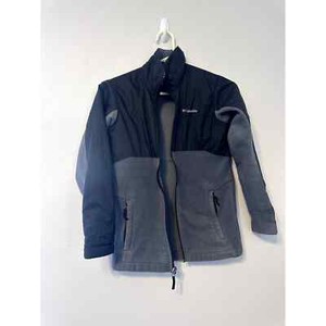 Columbia Youth M 10-12 Overlay Fleece Jacket zipper Black and Grey