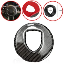 Real Carbon Fiber Steering Horn Button Panel Overlay Cover Fits 15-19 Macan