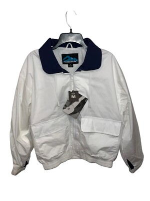 Tri Mountain Womens 5500 Boatswain Jacket White Full Zip Up 2 Safari Pocket Sz M