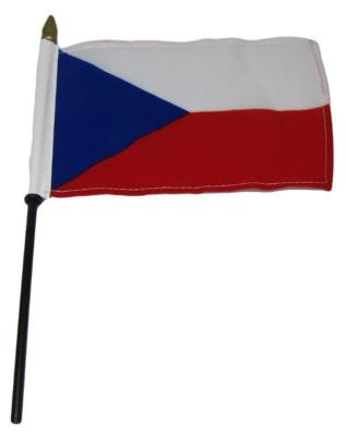 10 Pack Czech Country 4''x6'' Flag Desk Set Table Wooden Stick Staff