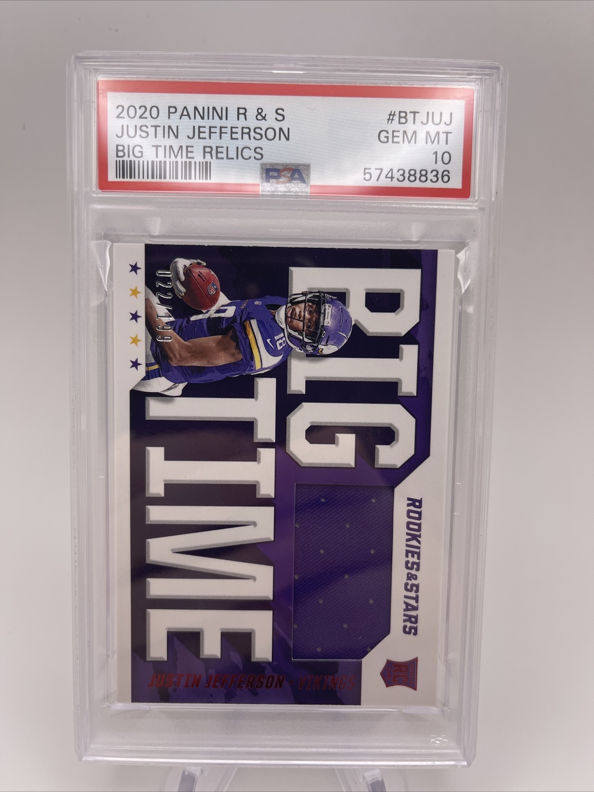 Justin Jefferson Panini Rookies & Stars Big Time Relics #BTJUJ Base