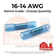 Blue Heat Shrink Marine Grade Butt Splice Crimp Connectors Terminals, AWG 16-14