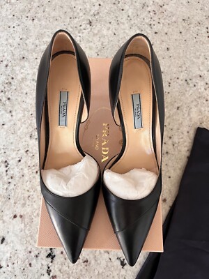 $690 PRADA Calzature Donna Nero LUX Heels D'ORSAY Classic Pumps