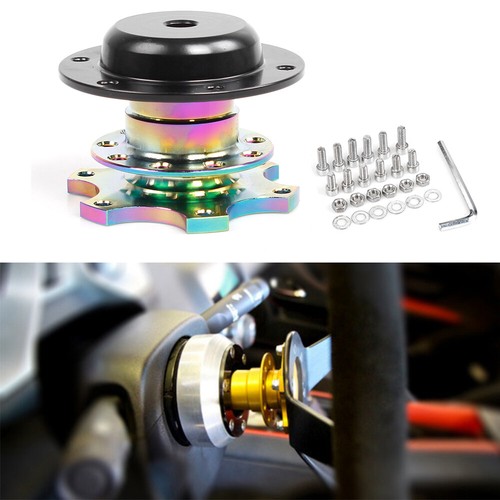 350mm 14" Deep Dish Acrylic Racing Steering Wheel Neo Chrome +Quick Release - Picture 11 of 12