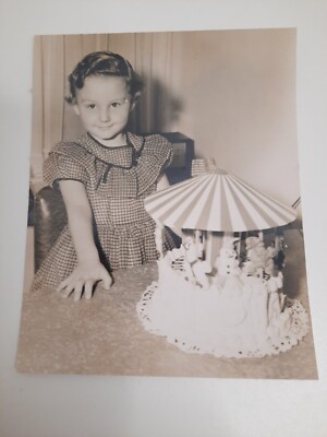 Child with Carousel Cake 1950's B&W
