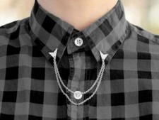 935 Argentium Silver Piękna moda Strzałka Head Męski kołnierz Łańcuszek Kołnierz Końcówki