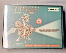 ROKR Vitascope Movie Projector Kit – Wooden 3D Model w/ Gears – New in Package