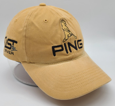 Vintage Ping Yellow Stretch Fit Size M/L Golf Hat Cap Mr. Ping i3+ Tisi Tec Logo