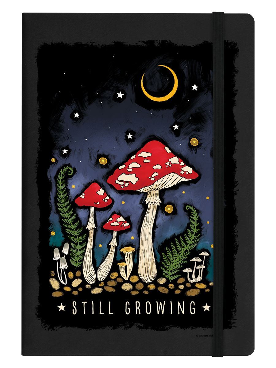 Notebook Magical Mushrooms Still Growing A5 Hard Cover Black 14x21cm