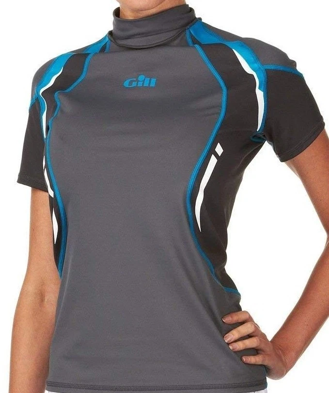 Жаберный женский жилет с коротким рукавом защита от ультрафиолета сыпи купальный костюм пепельно-серый - Изображение 2 из 4