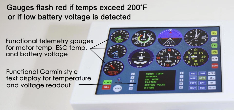 Temp & Voltage Telemetry Panel  2.4inch LCD display for RC Aircraft 3-6s lipo - Image 3 of 4