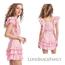 LoveShackFancy Ivoire NEW Cotton Silk Mini Dress in Pink Blossom