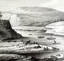 Troops In The Dalls Oregon Trail 1850 Hand Lithograph Victorian History DWAA1B