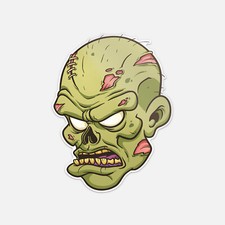 Cartoon Satured Zombie Head Vinyl Sticker Decal