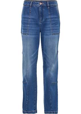 Barrel Jeans verkürzt mit Cargo-Details Normal Gr. 38 Blau Denim Damenjeans Neu
