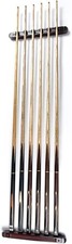 MOOCY Pool Stick Holder, Wall Mounted 6 Cue Billiard Rack - Premium Solid Woo