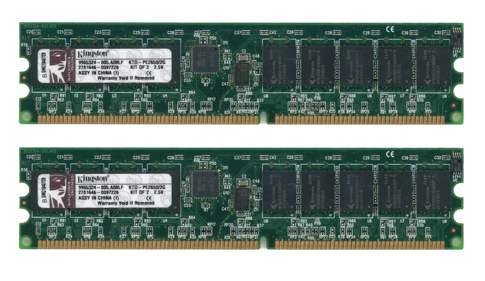 KINGSTON 2GB 2x1GB DDR PC2100R 266MHz KTD-PE2650/2G 9965342-005.A00LF ECC REG - Bild 1 von 2