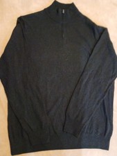 Christian Lacroix Mens L 100 Extrafine Merino Wool 1/4 Zip Black Sweater EUC